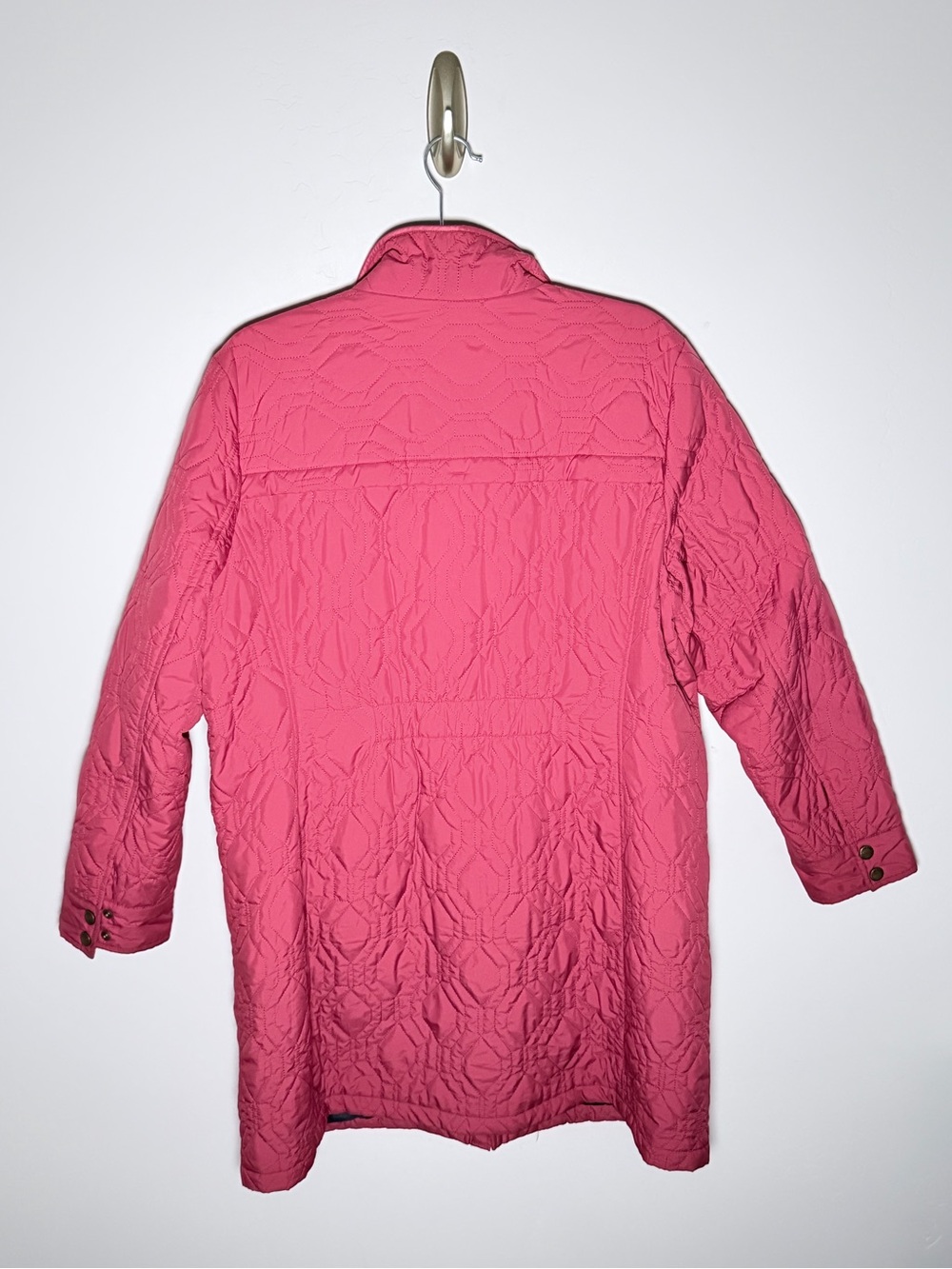 Lands' End Quilted Cherry Red Women's Puffer Coat L Petite 14-16 - Picture 8 of 12
